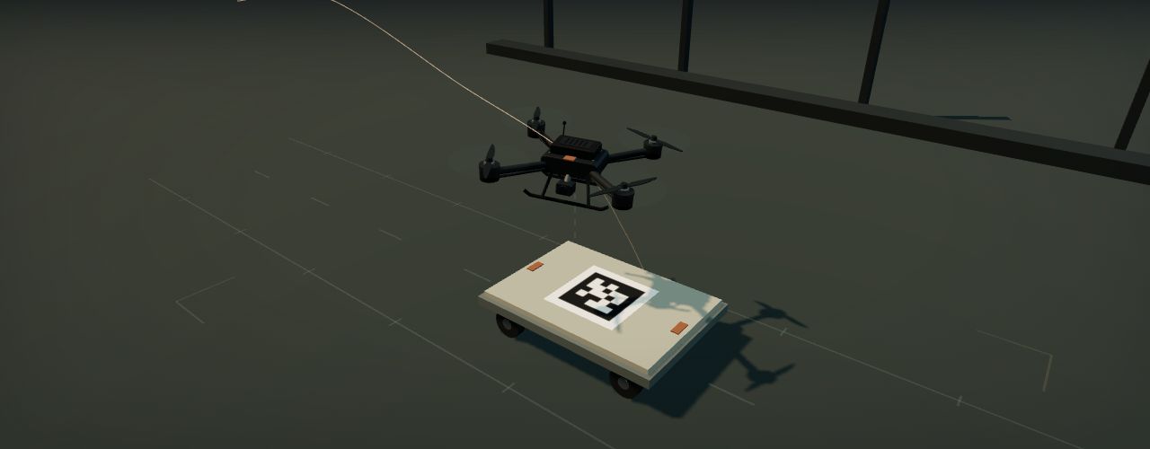 Illustrative quadrotor approach to a moving landing platform